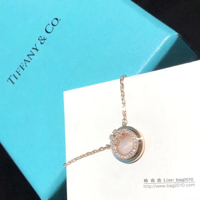 Tiffany純銀飾品 蒂芙尼女士專櫃爆款圓圈雙T白貝圓盤項鏈 Tiffany純銀鎖骨鏈  zgt1758